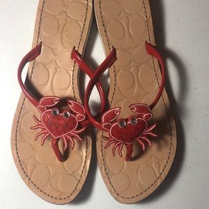 Coach Red Crab Sandals size 9.5 l